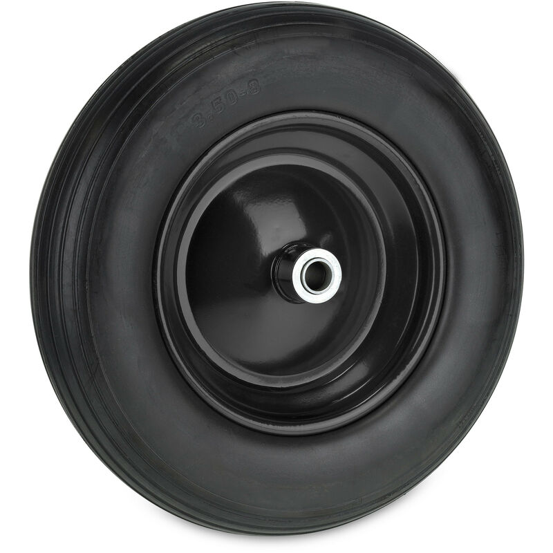 Roue de brouette 3.50-8, pneu caoutchouc, jante en acier, increvable, charge maximale : 100 kg, noire - Relaxdays
