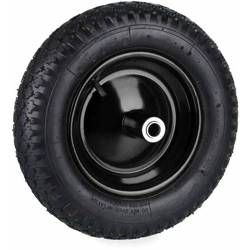 Roue de brouette 3.50-8, pneumatique, jante en acier, charge maximale : 100 kg, avec valve, noire - Relaxdays