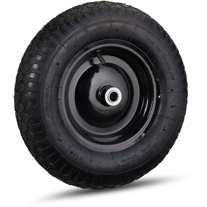 Roue de brouette caoutchouc, lot de 4, 120 kg, roue de rechange, caoutchouc essieu 4.80 4.00-8, noir