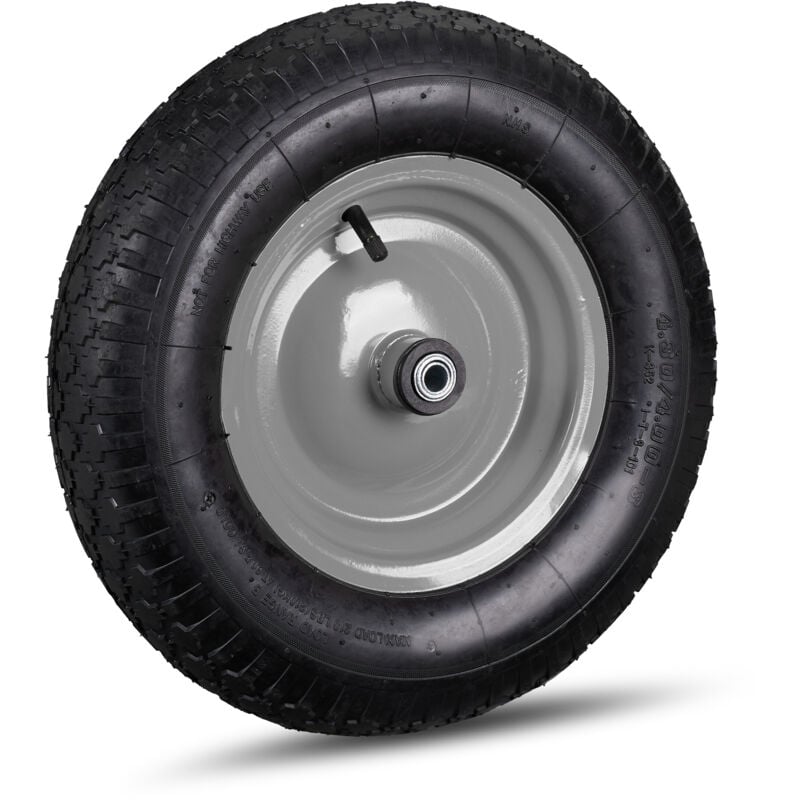 Roue de brouette 4.80 4.00-8, lot de 4, roue de rechange, cauoutchouc, jante en acier, 120 kg, 12 adaptateurs, noir-gris