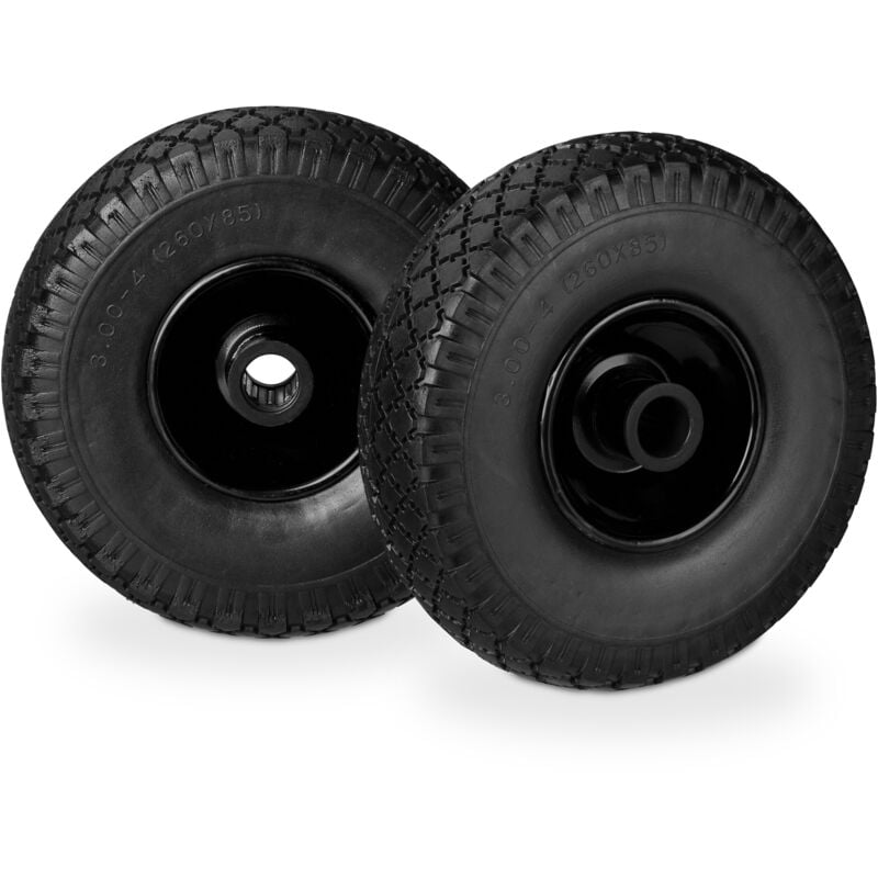 Roue de brouette, lot de 8, caoutchouc, 3.00-4', roue de rechange, pour axe de 25 mm, 260x85 mm, noir