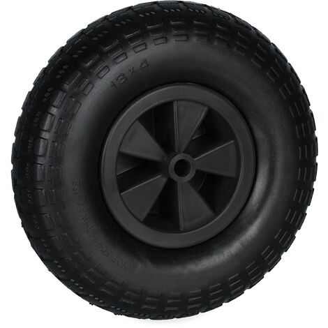 Ruota Carriola Gomma Piena 3.50-8 - Antipanne, Con Asse Fisso, Portata 120 Kg, Nero - Foto 5