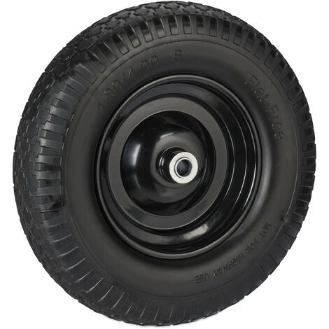 Set 2 Ruote Ant Foratura Per Carriola – 3.50-6, Gomma Piena, Cerchio In Plastica, Capacità 100 Kg, Per Giardino E Cantieri