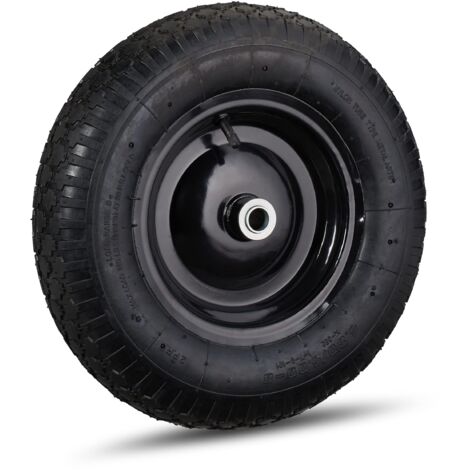 Relaxdays Ruota per Carriola 4.80 4.00-8, ad Aria, Cerchione in Acciaio, con Valvola, Carico Max.120 kg, Nero