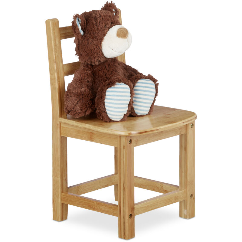 Rustico Bamboo Kids Chair, For Boy and Girls, Children's Seat, HxWxD: ca 50 x 28.5 x 28 cm, Brown - Relaxdays