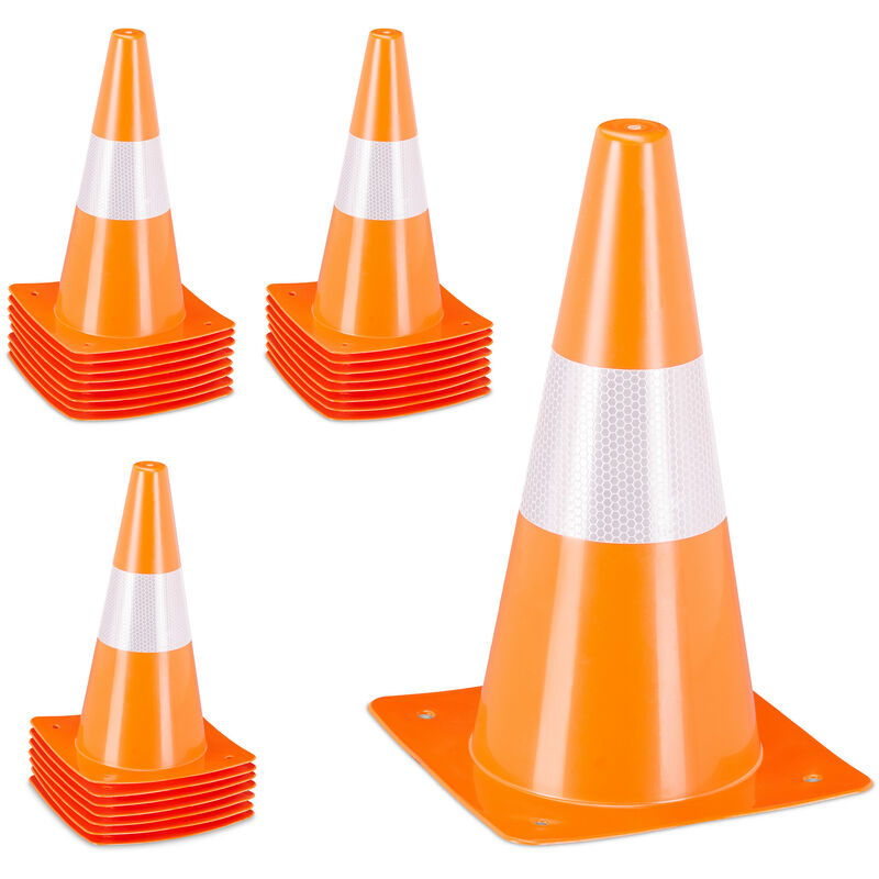 Relaxdays - Safety Cones, Set of 24, Football, Dog Training, Marking Traffic, 31 cm, Sports, Fitness, Reflective, orange