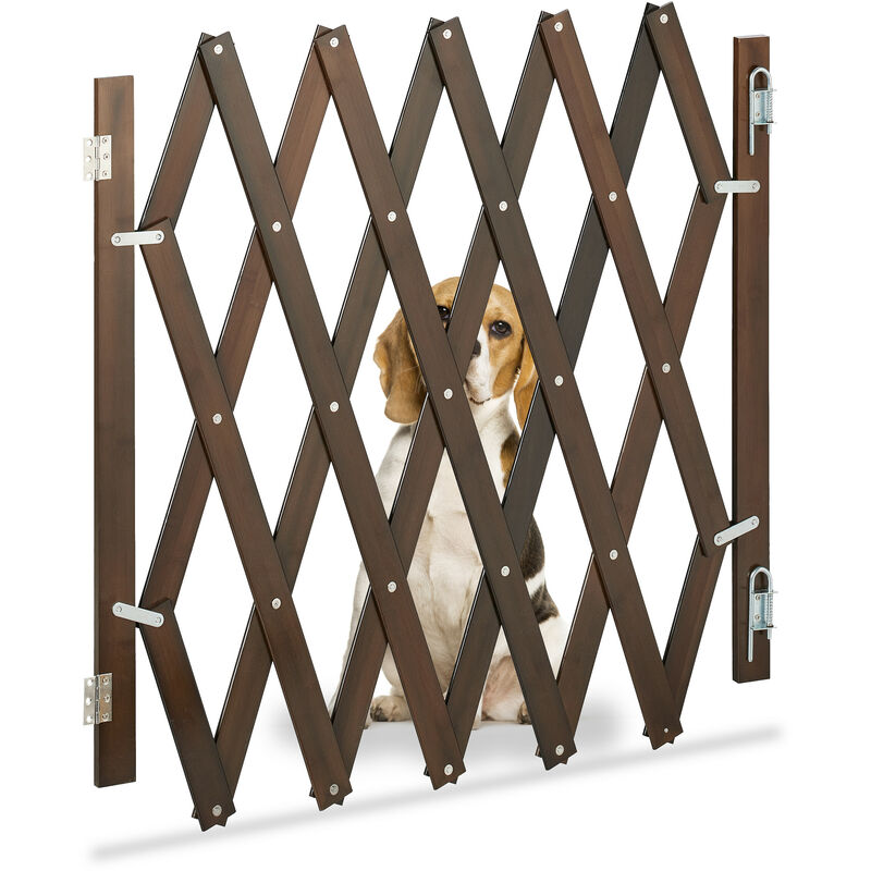 Relaxdays - Safety Gate, Barrier, Extendable up to 126 cm, 70-82 cm high, Bamboo, Stair & Door, Dog & Baby Guard, Brown