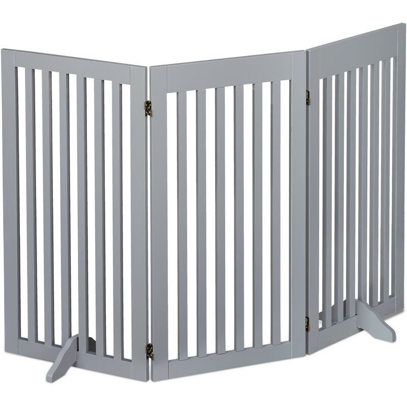 Relaxdays - Safety Gate for Children & Pets, with Feet and Floor Protectors, Free-Standing Barrier, 92 x 154 cm, Grey