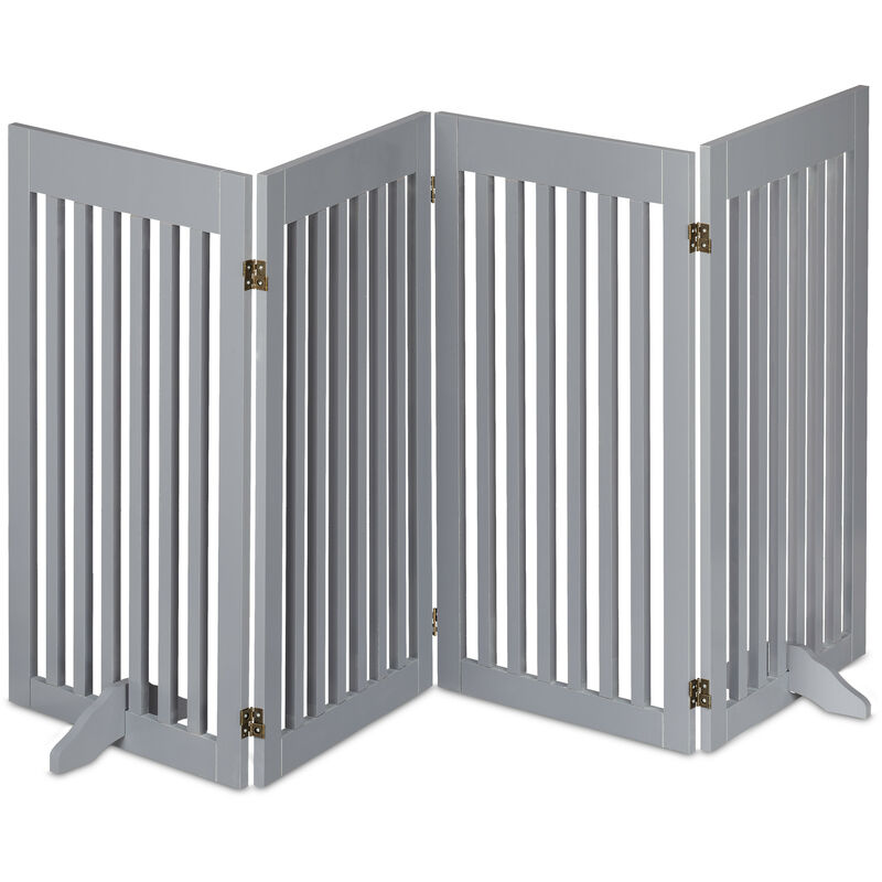 Relaxdays - Safety Gate For Children & Pets, With Feet And Floor Protectors, Free-standing Barrier, 92 X 207 Cm, Grey