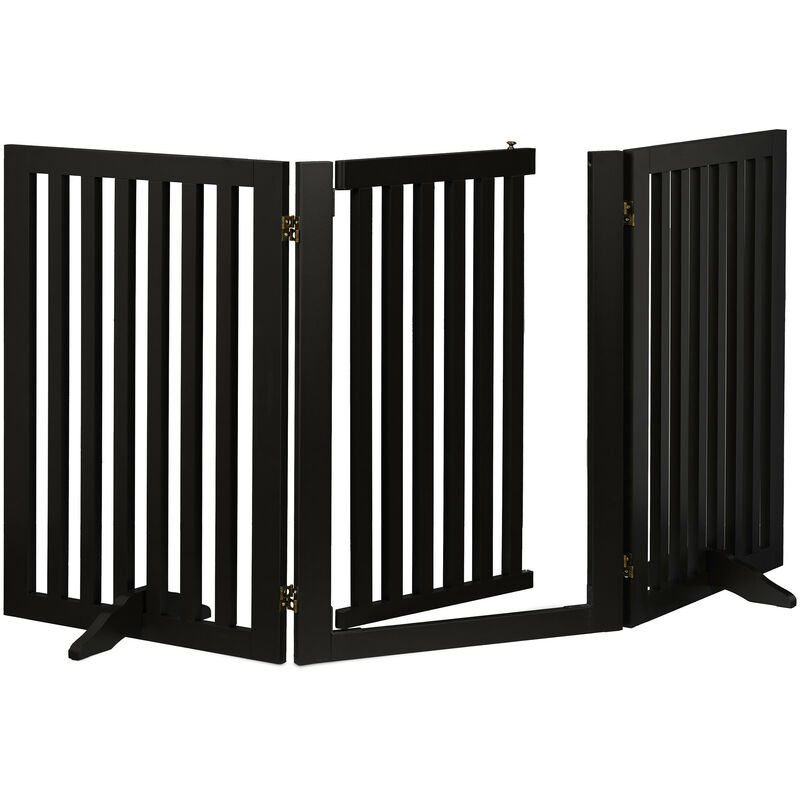 Relaxdays - Safety Gate with Door, Retractable, with Feet, Children & Pets, Free-Standing Barrier, HxW: 70x154 cm, Black