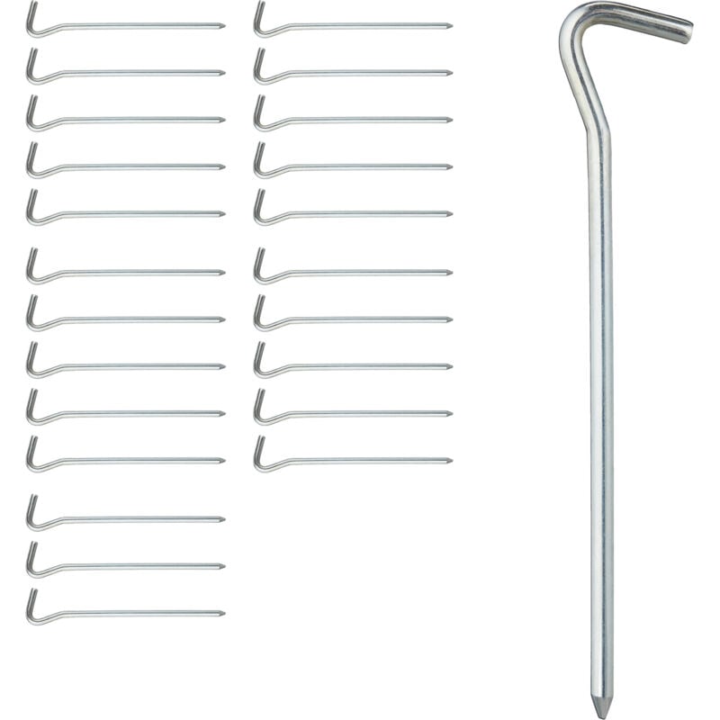 Sardines, Lot de 48, arrondis, sols normaux & durs, sardines camping, fer zingué, 18 cm de long, argenté