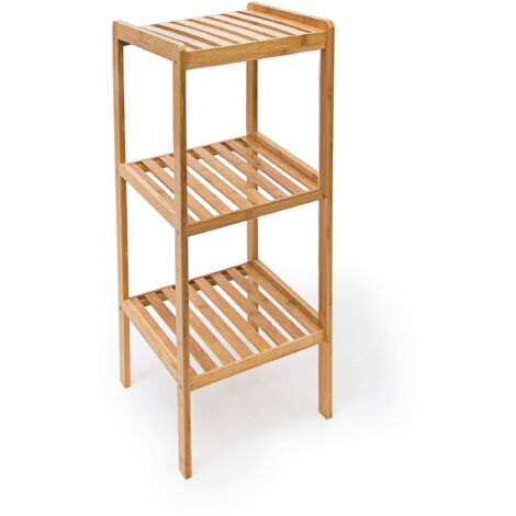 Relaxdays Scaffale da Bagno in Bambù, HLP: 79 x 33 x 33 cm, 3 Ripiani, Mobiletto Salvaspazio Cucina o Ufficio, Naturale