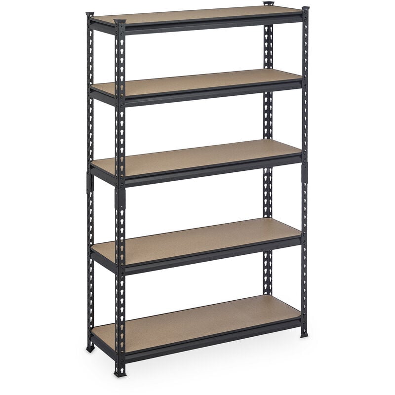 Relaxdays - Heavy-Duty Shelving Unit, HxWxD: 153 x 91 x 30.5 cm, Steel & mdf, 1800 kg Load Capacity, Garage Tool, Black