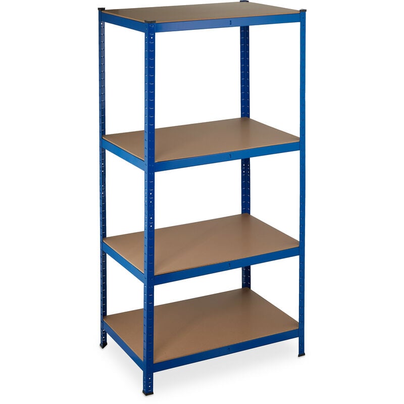 Relaxdays Heavy Duty Shelf, max. Load 1060 kg, 4 levels, Plug-in System, Cellar, Garage, Steel, HWD: 180x90x60 cm, Blue