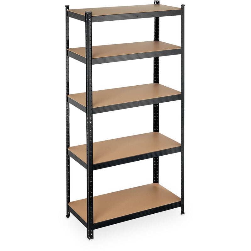 Relaxdays - Heavy Duty Shelving Unit, Max. Load 875 kg, 180x90x45 cm, 5 Shelves, Garage & Warehouse Storage, Steel, Black