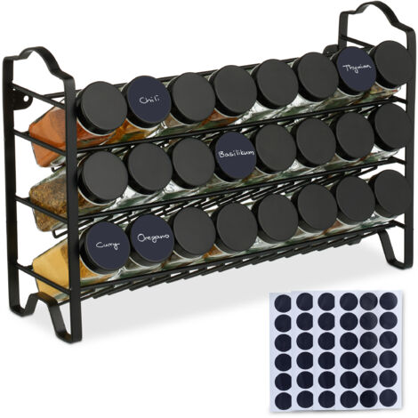 Relaxdays Porta Spezie Girevole Con 12 Barattoli - Organizer Rotante 360° Acciaio E Vetro - Foto 4