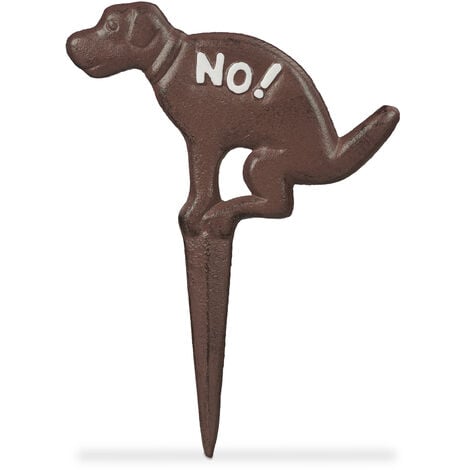 Relaxdays Schild Hunde kacken verboten, Gusseisen, Rostoptik, zum Stecken, Hundeschild kein Hundeklo, HxB 32x24cm, braun