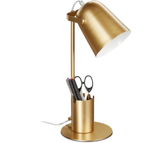 Schreibtischlampe Tischleuchte Holz Leselampe Nachttischlampe Kupfer Gold 