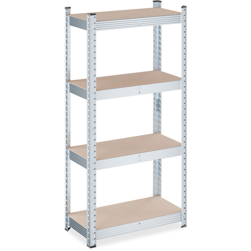 Schwerlastregal, Hbt, 120 X 60 X 30 Cm, 700 Kg, Verzinkter Stahl, Lagerregal Keller & Garage, Hellbraun/silber - Relaxdays