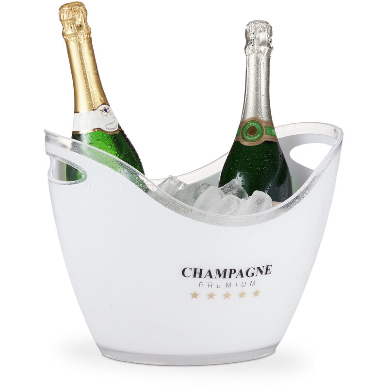 Relaxdays Ice Bucket, Champagne Bucket, 6 L, Party Tub, Beer & Wine Bowl, Plastic, Hxwxd: 25,5 X 34,5 X 26 Cm, White - Plastic
