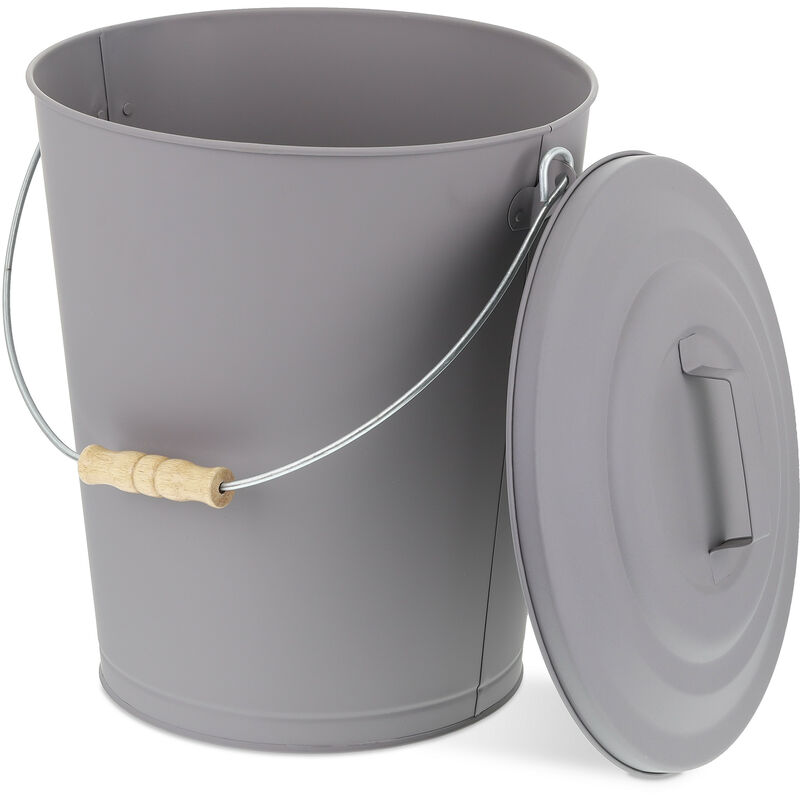 Image of Relaxdays Ash Bucket with Lid, 24l,&hellip;