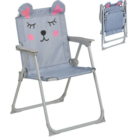 Relaxdays sedia pieghevole per bambini, motivo a topolino, 51,5x36x37,5 cm, sedia da picnic esterno, multicolore