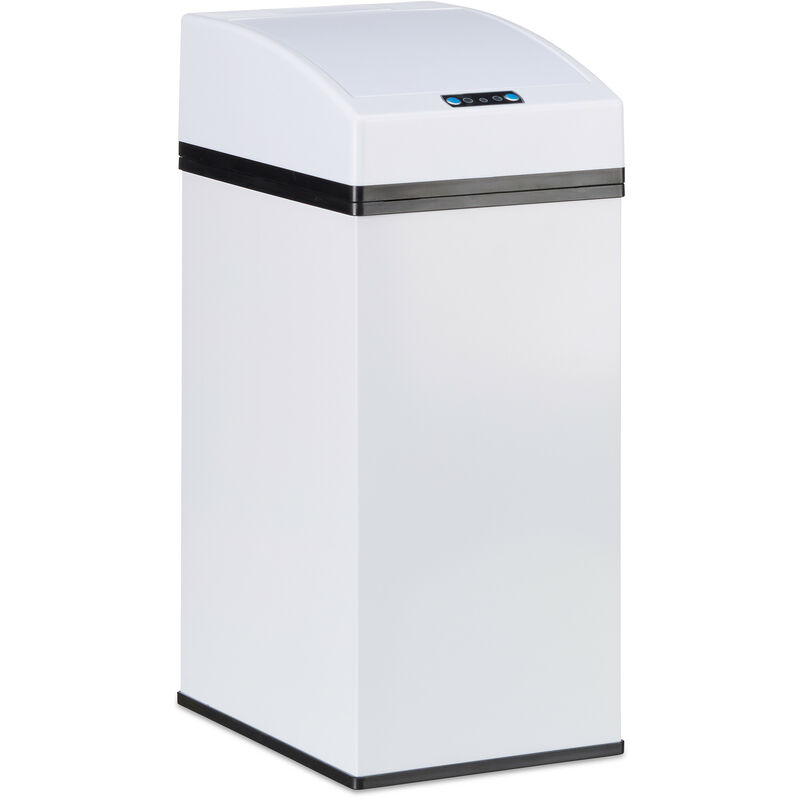 Sensor Waste Bin, Automatic Lid, Liner Bucket with Handle, Hygienic, Steel, hwd 35 x 15 x 20 cm, White - Relaxdays