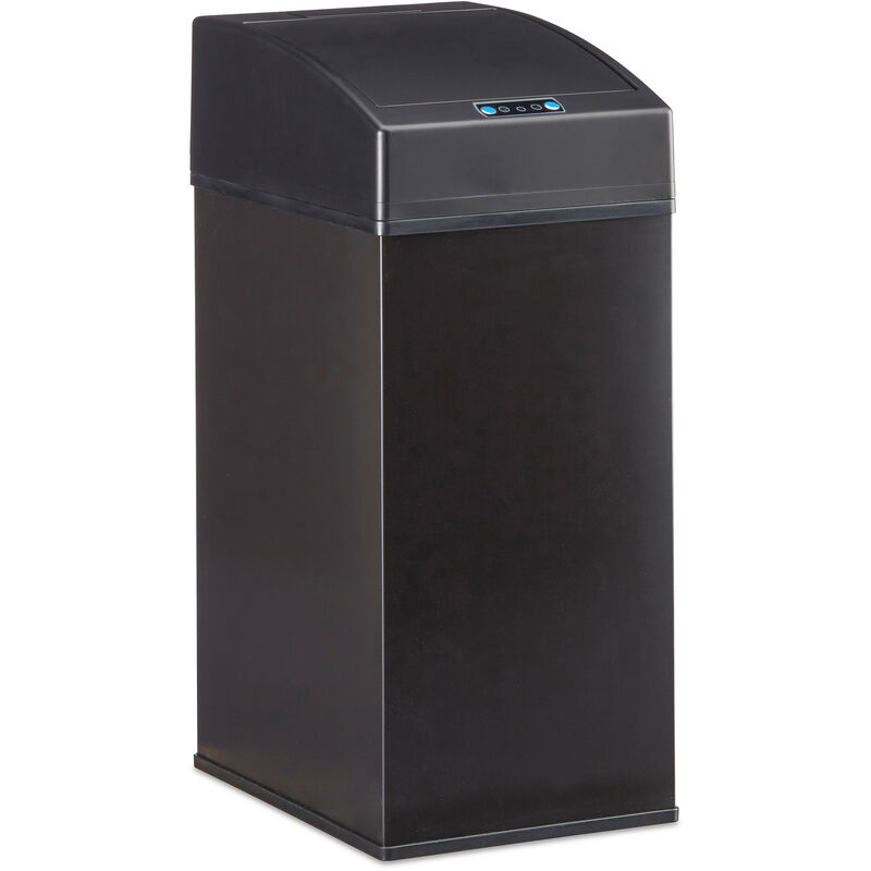 Sensor Waste Bin, Automatic Lid, Liner Bucket with Handle, Hygienic, Steel, hwd 35 x 15 x 20 cm, Black - Relaxdays