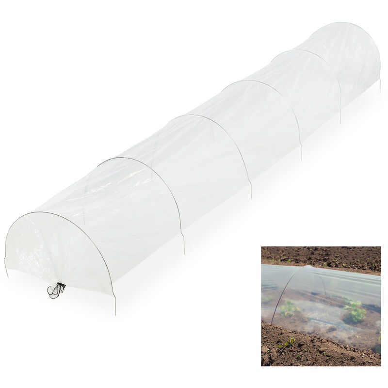 Relaxdays Grow Tunnel, Arches, 3.7 m Long, Plastic Greenhouse, Polytunnel, Plant & Seedling Protection, Cloche, Clear