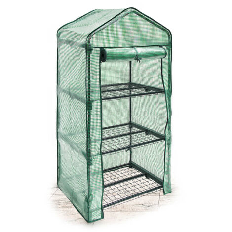 Relaxdays Serra Vivaio per Giardinaggio, 3 Ripiani, HLP 125x70x50 cm, Accessorio Giardinaggio sul Balcone, Verde