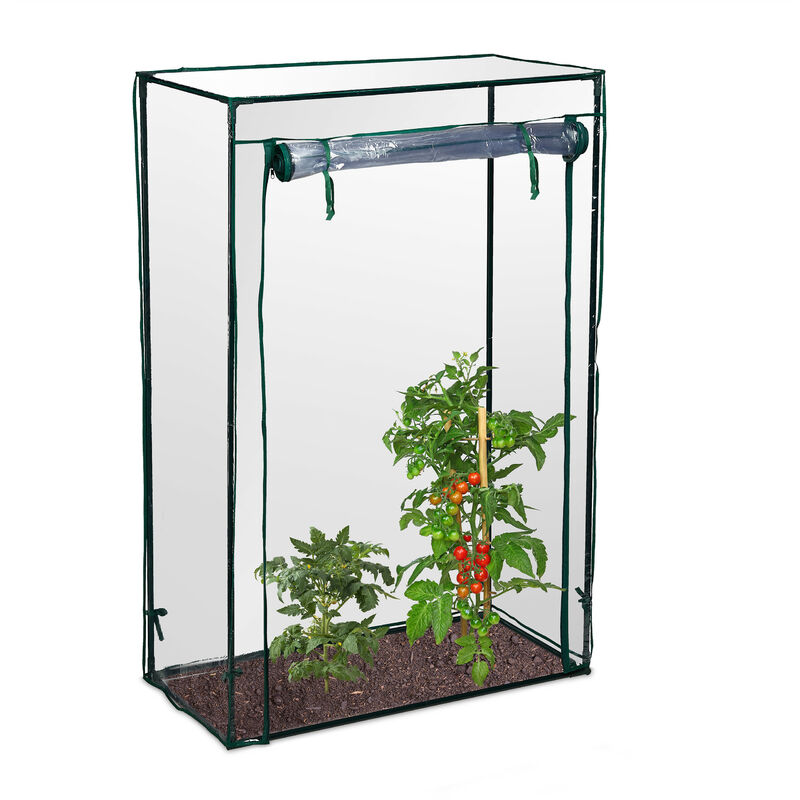 Serre de jardin tomate, balcon, protection, bâche, hlp 150x100x50 cm, acier, pvc, transparent - Relaxdays