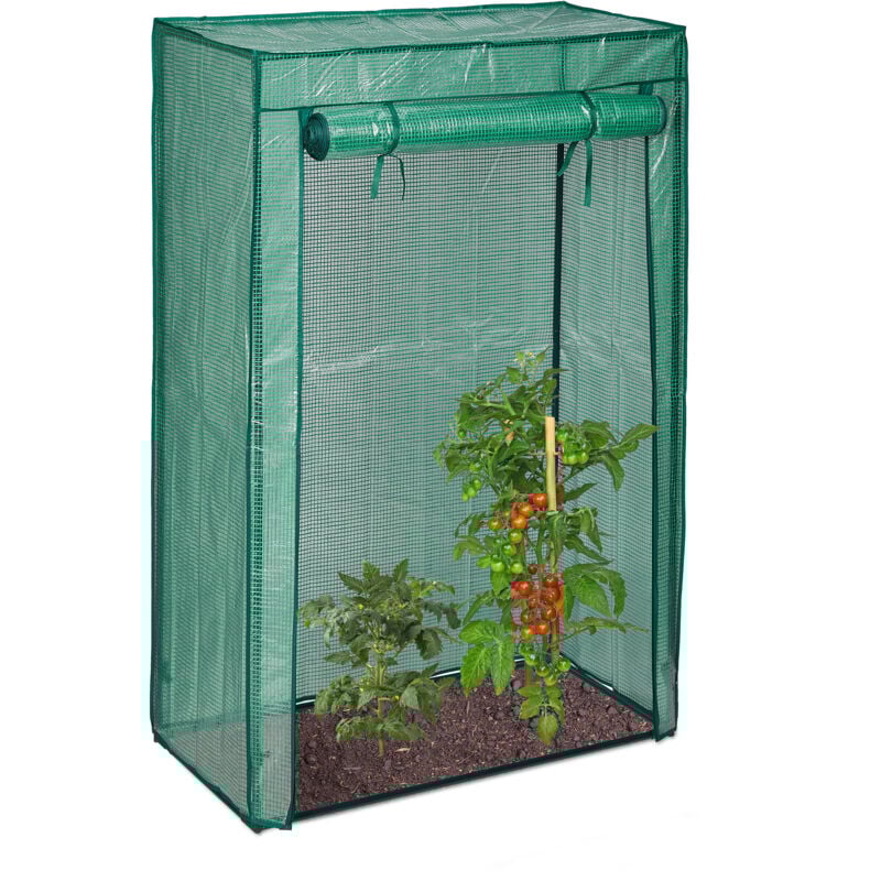 Serre de jardin tomate, lot de 2, balcon, protection, bâche, hlp 150x100x50 cm, acier & plastique, vert