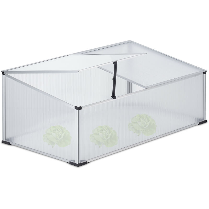 Serre en aluminium, Jardin, pour jeunes plants, HxLxP : 40x100x60cm, perméable aux UVs, potager, transparent - Relaxdays