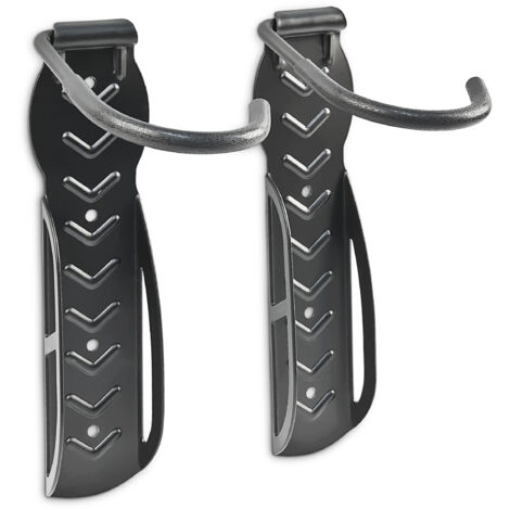 Relaxdays Set 2 soportes bicicleta de pared, Sujeción hasta 25 kg cada uno, Negro