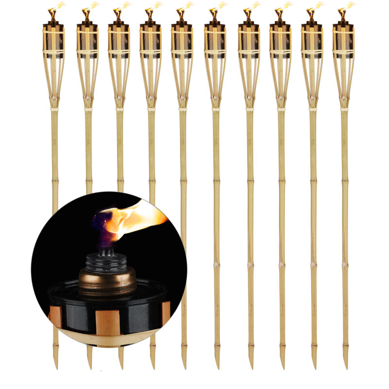 Set da 10 Candele per Giardino, Fiaccola ad Olio