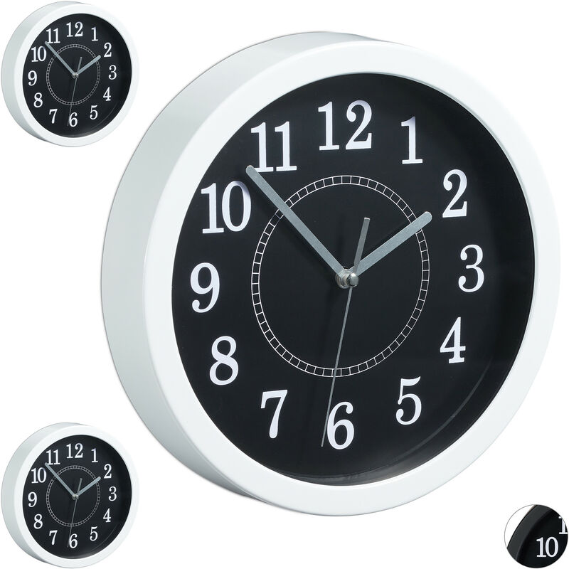 3x Orologio da Parete, Rotondo, ø 20 cm, da Appendere al Muro, Design Classico, a Batteria, Wall Clock, Bianco