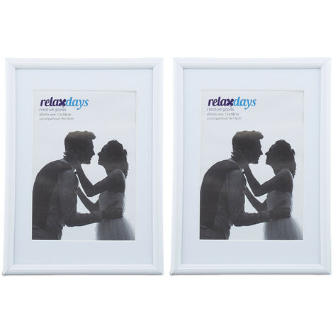 2x Cornice Multifoto, con Scritta, Portafoto Multiplo per 6 Fotografie, da  Appendere, HxL 33x48 cm, Bianco