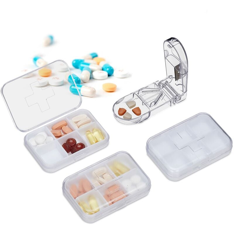 Set da 3 Portapillole, 6 Scomparti, Taglia