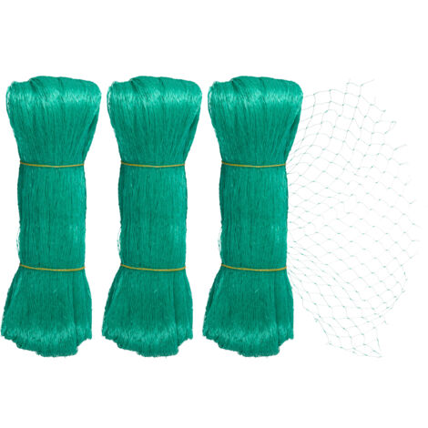 Relaxdays Set da 3 Reti Anti Uccelli di Protezione Orto da 10x4 m, Maglia 20x20mm, Telo Copri Piante da Giardino, Verde