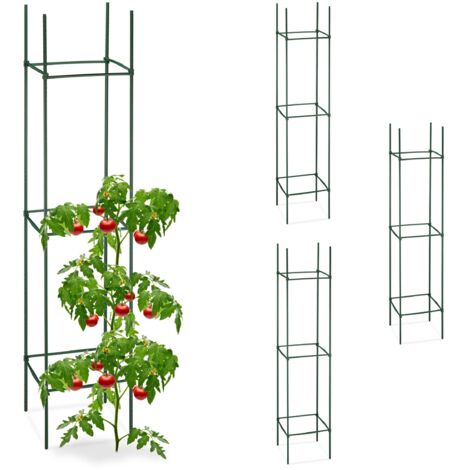 Relaxdays Set da 4 Supporti per Rampicanti, HxLxP 150x32x32 cm, Graticolato per Piante e Rose, Metallo e Plastica, Verde, Acciaio, 150 cm