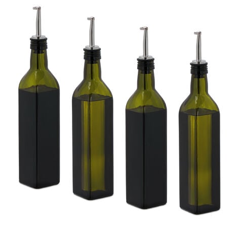 Botella de aceite Botella de aceite de oliva Botella de aceite de vertido  de vidrio Botella de vinagre de aceite sin goteo con escala de grado  Botella