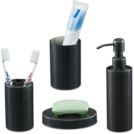 COM.TOP - Dispensador de jabón acrílico y soporte para cepillos de dientes,  juego de accesorios de baño, dispensador de encimera para jabón líquido o