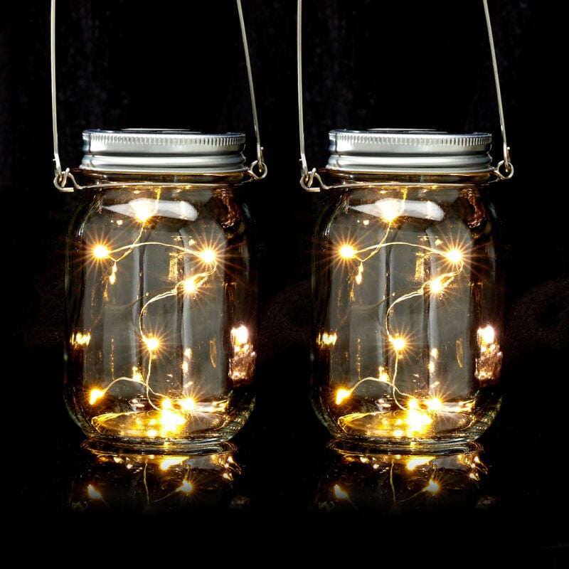 Lampes solaires en verre, lot de 4, 8 led chacune, à poser ou suspendre, éclairage de jardin, transparent