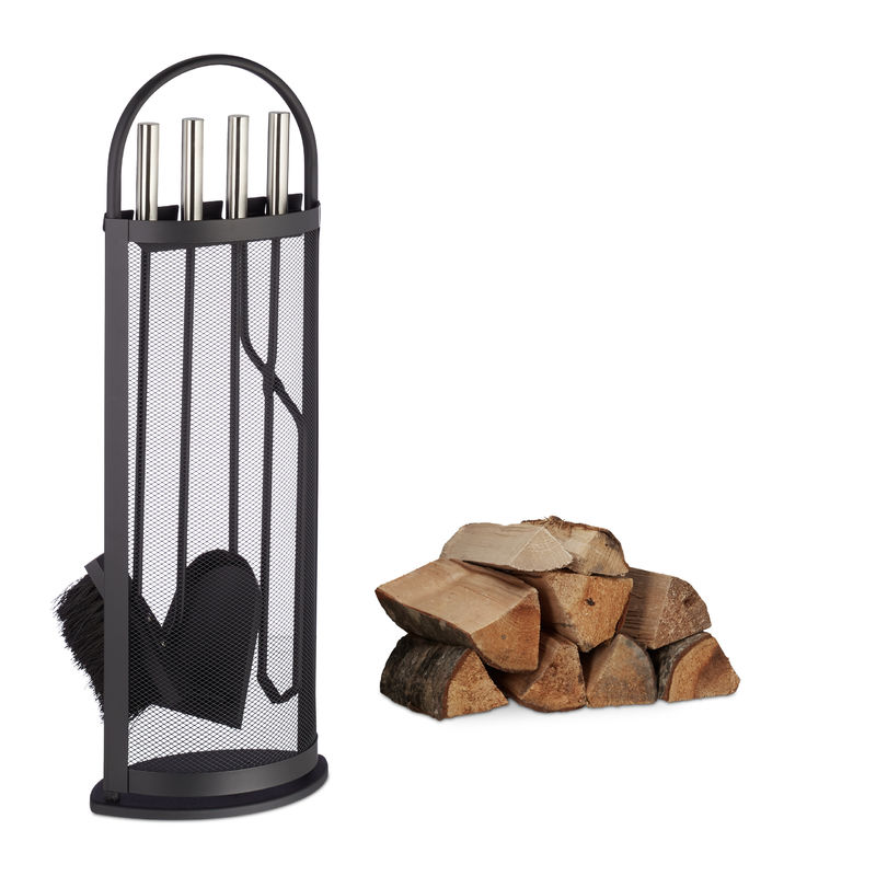 

Set de Utensilios de Chimenea Elegante, Acero-Acero Inoxidable, Negro, 66 x 23 x 15 cm, 5 Unidades