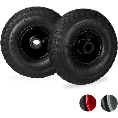 8x Ruote per Carrello 4.1/3.5-4, Gomme di Scorta Carriola, Asse 16 mm, fino  136 kg, 260 x 85 mm, Nero Giallo