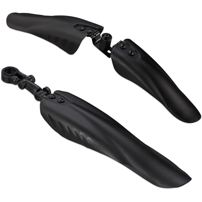 Relaxdays - Lot garde-boue, set de 3, protection avant et arrière, roues avec 24-28 pouces, pour différentes tiges selle, noir