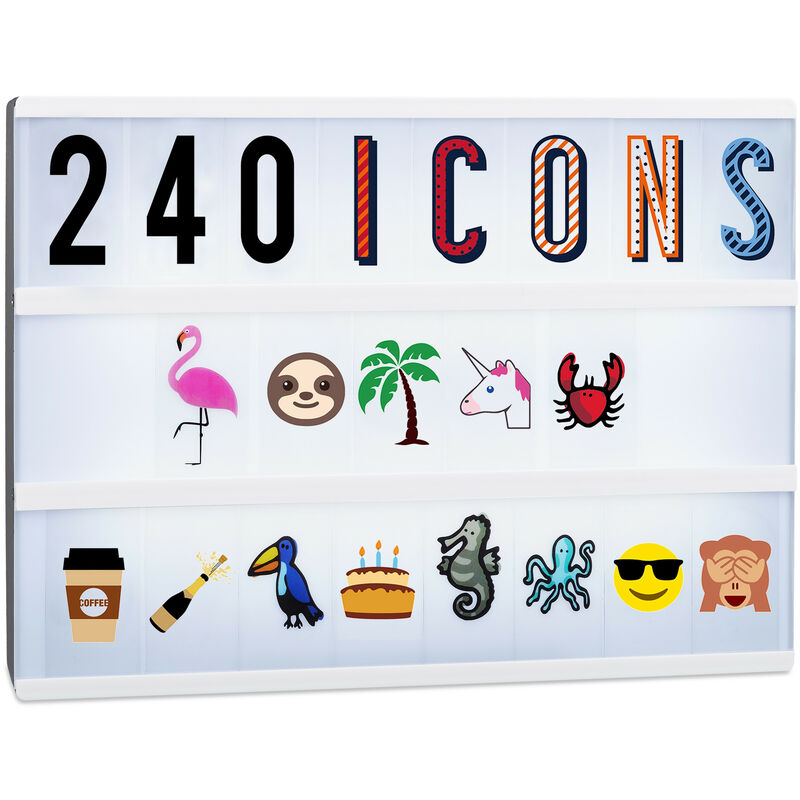 Image of Set Espansione da 240 Caratteri & Simboli, Carte con Lettere & Numeri, Tasselli con Icone e Disegni, Colorati - Relaxdays