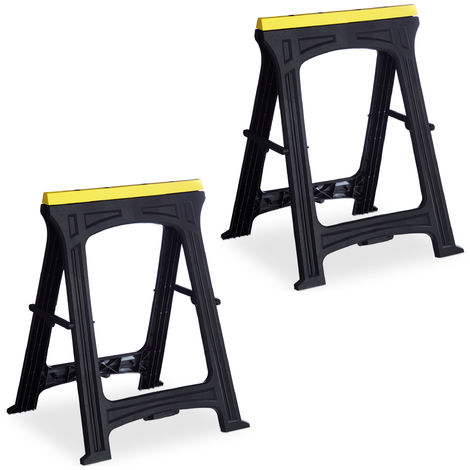 Relaxdays Set Of 2 Folding Trestle Legs Capacity 170 Kg Solid