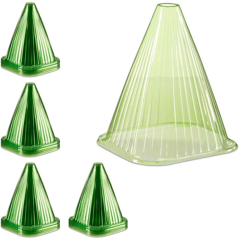 Relaxdays Plant Cover, Set Of 96, Snail And Frost Protection, Hxwxd, 22 X 19.5 X 18.5 Cm, Greenhouse Cones, Pvc, Green