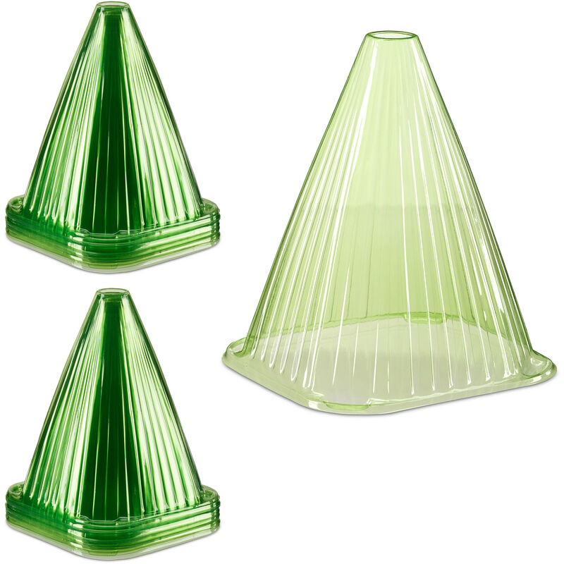 Relaxdays Plant Cover, Set Of 48, Snail And Frost Protection, Hxwxd, 22 X 19.5 X 18.5 Cm, Greenhouse Cones, Pvc, Green